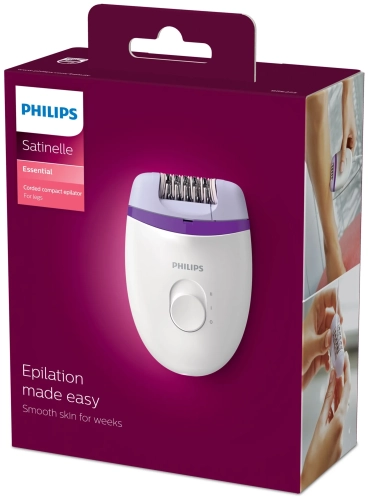 Эпилятор Philips BRE225 Satinelle Essential, белый/фиолетовый