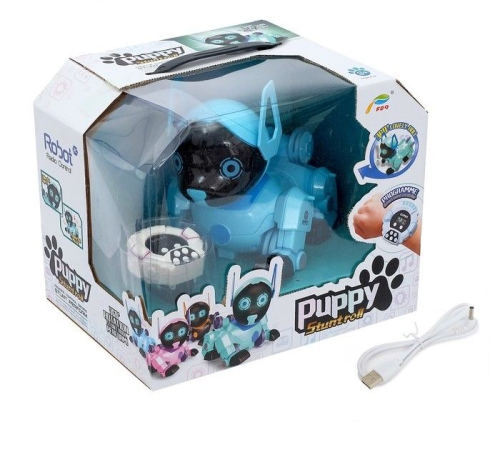 Робот-собака «Паппи», радиоуправляемый, световые и звуковые эффекты, работает от аккумулятора, цвет голубой