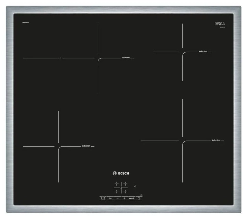 Индукционная варочная панель Bosch PIF645BB1E, цвет панели черный, цвет рамки серебристый