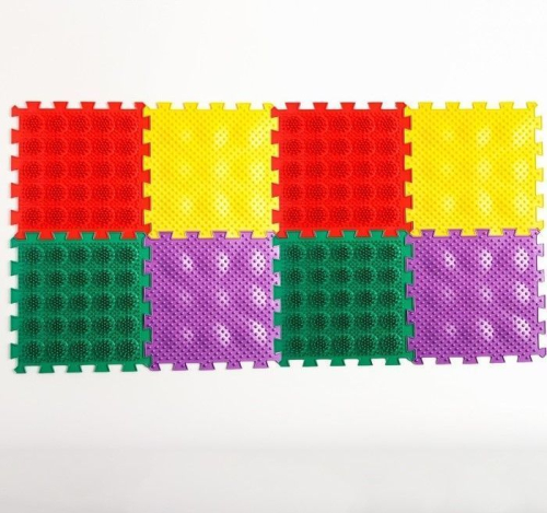 Модульный массажный коврик ОРТО ПАЗЛ «Ежики», 8 модулей, 4 вида, цвет МИКС