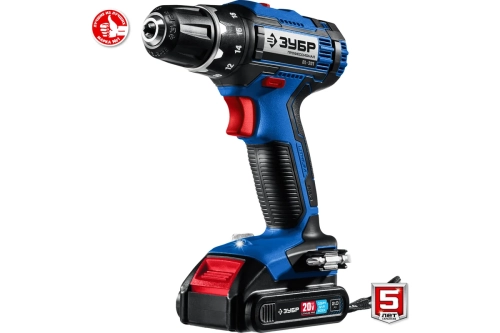 Дрель-шуруповерт ЗУБР Профессионал 20В, 2 АКБ 2Ач, в кейсе DL-201-22