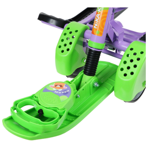 Снегокат с колёсами «Тимка спорт 6» монстрики, ТС6/МН, с родительской ручкой, со спинкой и ремнём безопасности