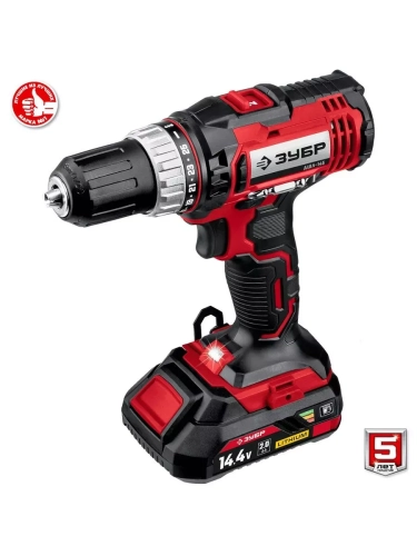 Дрель шуруповерт зубр, 2 АКБ, кейс (дшл-145-22)