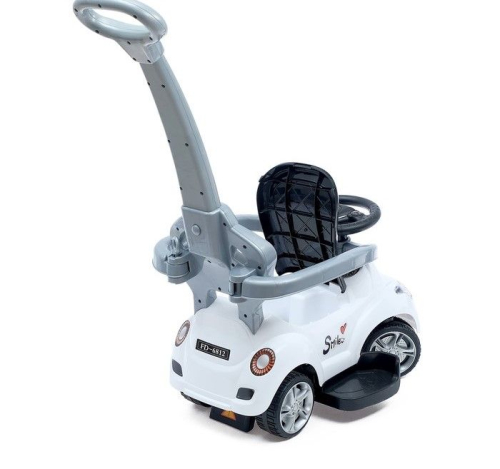 Толокар-каталка «Тачка», с родительской ручкой, цвет белый