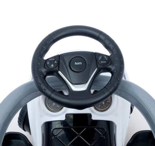 Толокар-каталка «Тачка», с родительской ручкой, цвет белый