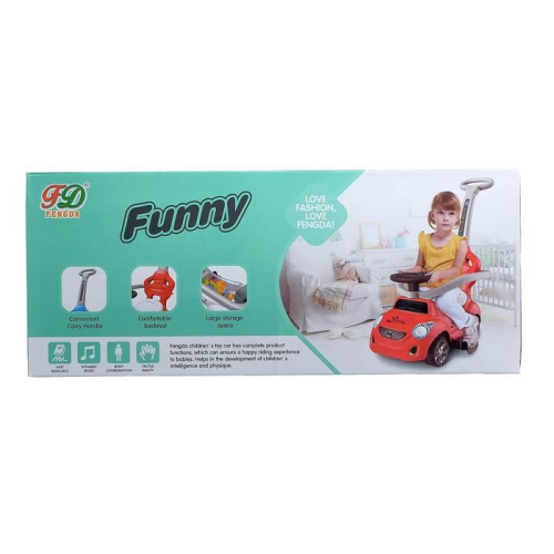 Толокар-каталка «Тачка», с родительской ручкой, цвет красный